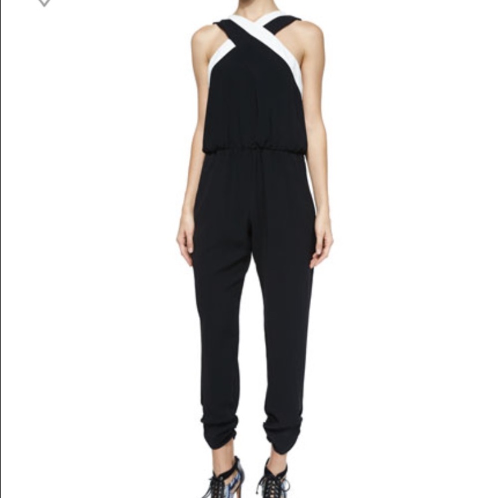 Parker Sleeveless black white Tati Crepe Jumpsuit
